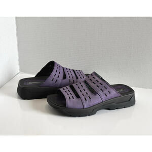 Romika Women’s Purple Leather Strappy Slip On Sandals Comfort Wedge US 8/EU 39